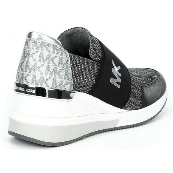 MICHAEL KORS Women's Felix Trainer Mesh Logo Sneakers Anthracite Silver - Picture 3 of 6